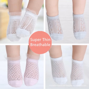 Hochwertige Großhandel Sommer Ultradünne Baby Weiße Spitze Mesh Atmungsaktive Socken Für Neugeborene